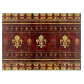 Fleur-de-lis Red Marble en Gold Snijplank (Voorkant)