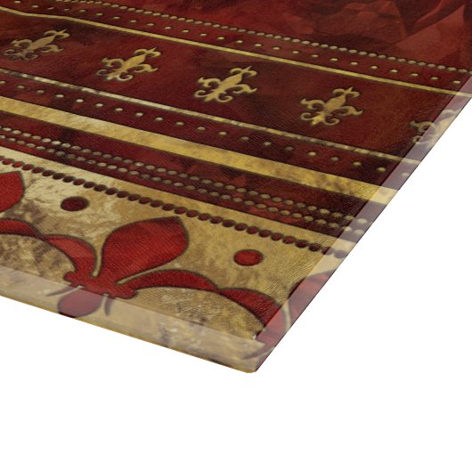 Fleur-de-lis Red Marble en Gold Snijplank (Hoek)