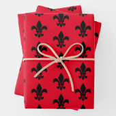 Fleur De Lis Red Wrapping Paper Sheets (In situ)