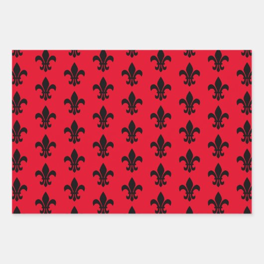 Fleur De Lis Red Wrapping Paper Sheets (Voorkant)