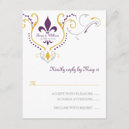 Fleur de Lis Reply Card RSVP Kaartje