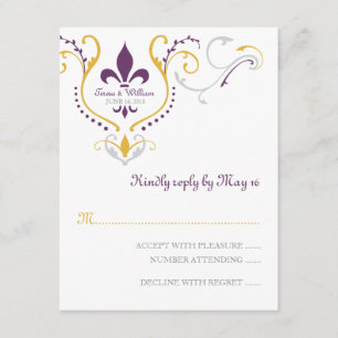 Fleur de Lis Reply Card RSVP Kaartje