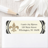 Fleur de lis retouradres ontwerp etiket (Insitu)