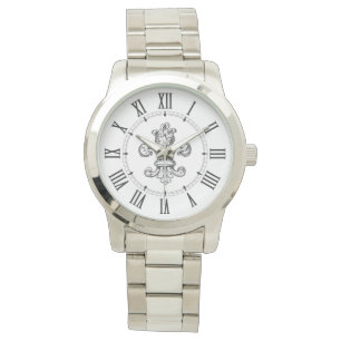 Fleur de Lis Roman Numerals Horloge