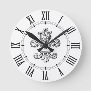 Fleur de Lis Roman Numerals Ronde Klok