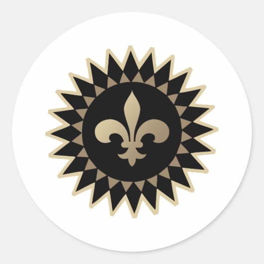 Fleur De Lis Ronde Sticker (Voorkant)