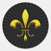 Fleur De Lis Ronde Sticker (Voorkant)