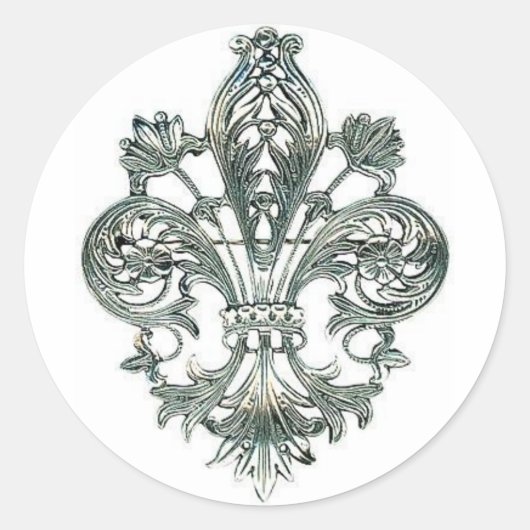 Fleur de lis ronde sticker (Voorkant)