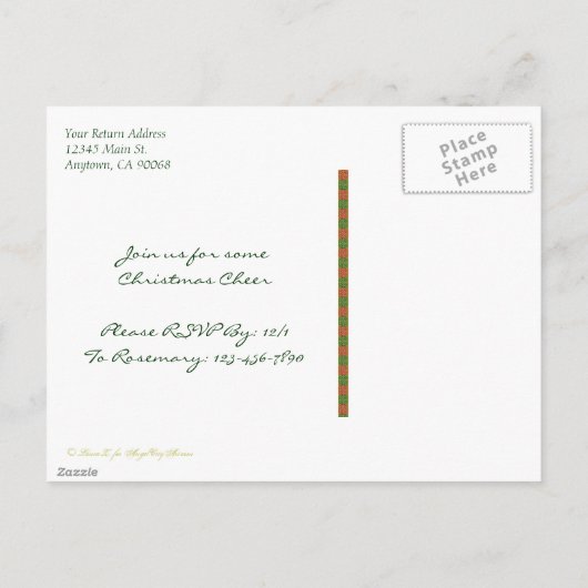 Fleur de Lis Rood Groen Aangepaste Vakantie Uitnod Briefkaart (Achterkant)