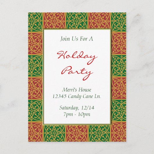 Fleur de Lis Rood Groen Aangepaste Vakantie Uitnod Briefkaart (Voorkant)