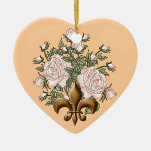 Fleur De Lis Roos aangepaste ornamenten