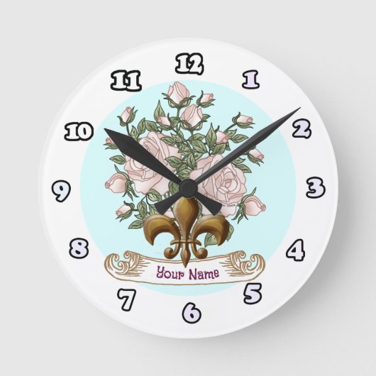 Fleur De Lis Roos Ronde Klok (Voorkant)