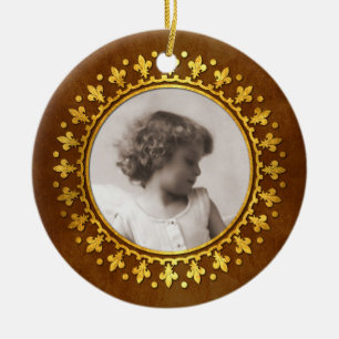 Fleur-de-lis Round Photo Lijst Keramisch Ornament