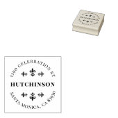  Fleur De Lis Round Return-adres Rubberstempel (Gestempeld)