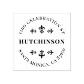 Fleur De Lis Round Return-adres Rubberstempel (Afrduk)