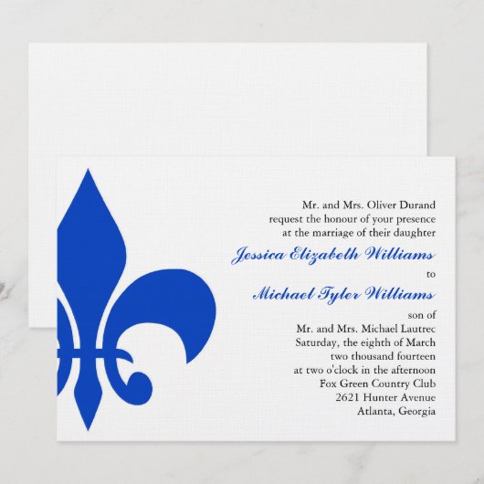 Fleur de Lis | Royal Blue Kaart (Voorkant / Achterkant)