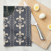 Fleur de Lis, royal seamles patroon. text. Theedoek (Quarter Fold)