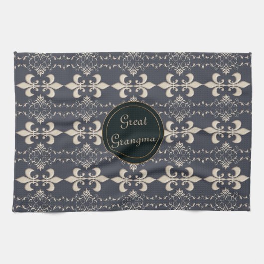 Fleur de Lis, royal seamles patroon. text. Theedoek (Horizontaal)