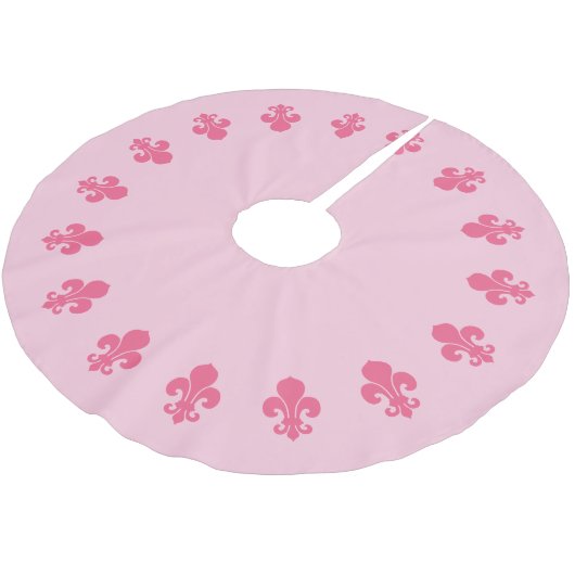 Fleur De Lis Roze geborsteld Polyester Tree Skirt Kerstboom Rok (Gekanteld)
