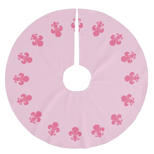 Fleur De Lis Roze geborsteld Polyester Tree Skirt Kerstboom Rok (Voorkant)
