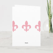 Fleur de lis Roze Gingham Wenskaart Kaart (Achterkant)