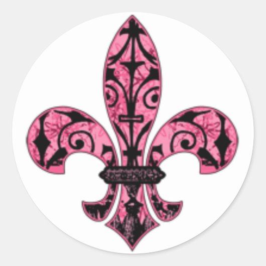 Fleur de lis Roze kaarten en stickers (Voorkant)