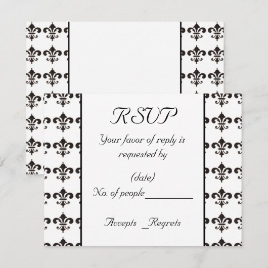 Fleur De Lis RSVP-kaart Sjabloon (Voorkant / Achterkant)