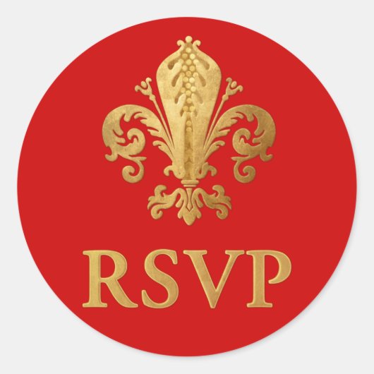 Fleur-de-lis RSVP Ronde Sticker (Voorkant)