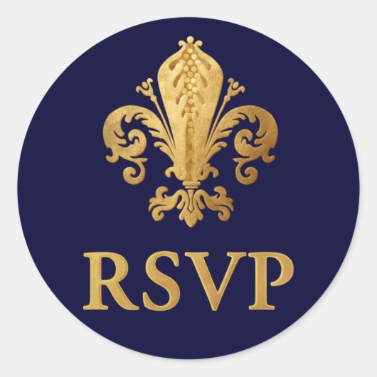 Fleur-de-lis RSVP Ronde Sticker (Voorkant)