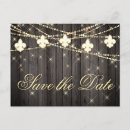 Fleur de Lis Rustic Lights | Boho Chic Wedding Aankondigingskaart