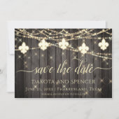 Fleur de Lis Rustic Lights | Boho Chic Wedding Save The Date (Voorkant)