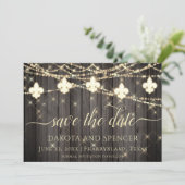 Fleur de Lis Rustic Lights | Boho Chic Wedding Save The Date (Staand voorkant)