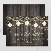 Fleur de Lis Rustic Lights | Boho Chic Wedding Save The Date (Voorkant / Achterkant)
