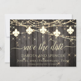 Fleur de Lis Rustic Lights | Boho Chic Wedding Save The Date