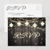 Fleur de Lis Rustic Lights | Boho Wedding RSVP Uitnodiging Briefkaart (Voorkant / Achterkant)