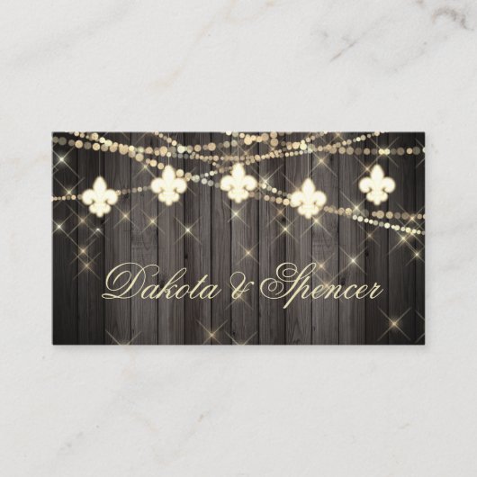 Fleur de Lis Rustic Lights | Boho Wedding Website Informatiekaartje (Voorkant)