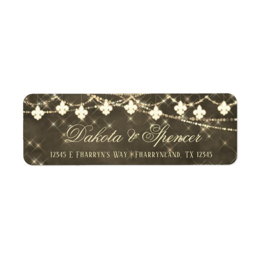 Fleur de Lis Rustic Lights | Terugkeeradres Boho Etiket (Voorkant)