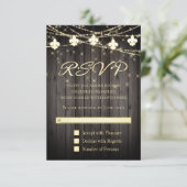 Fleur de Lis Rustieke Lichten | Hout Boho Chic RSVP Kaartje (Staand voorkant)