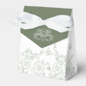 Fleur de lis sage groen en wit bruiloft bedankdoosjes (Voorkant Zijde)