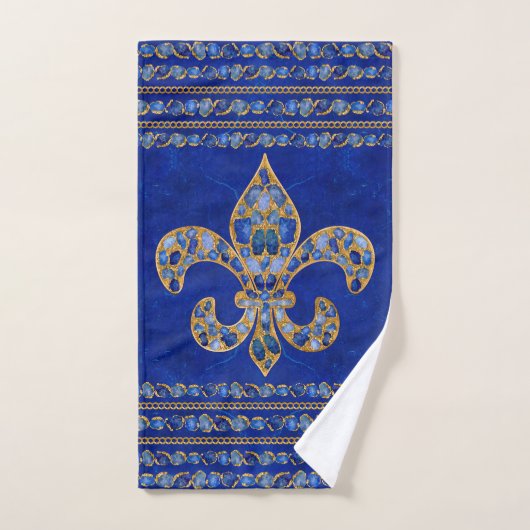 Fleur-de-lis Sapphire and Gold Bad Handdoek (Handdoek)