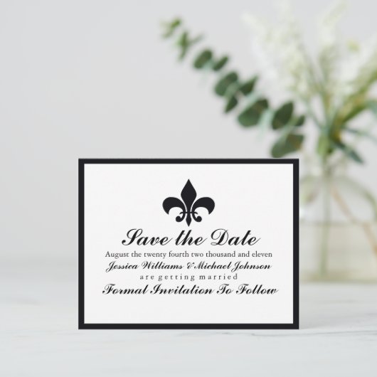 Fleur de Lis Save the Date (Staand voorkant)
