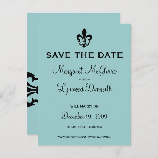 Fleur de lis Save the Date Briefkaart (Voorkant / Achterkant)