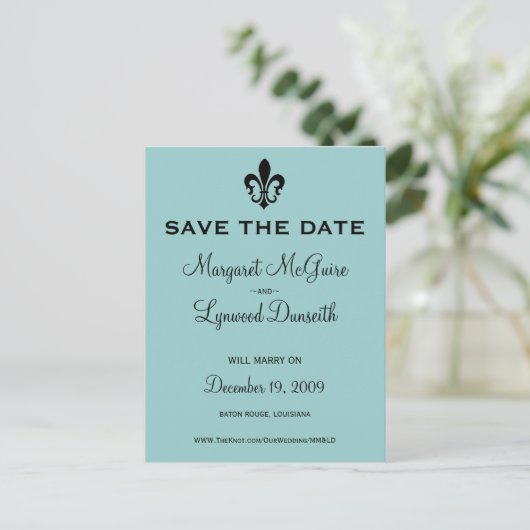 Fleur de lis Save the Date Briefkaart (Staand voorkant)