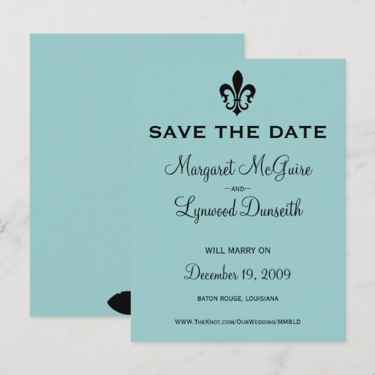 Fleur de lis Save the Date Briefkaart (Voorkant / Achterkant)