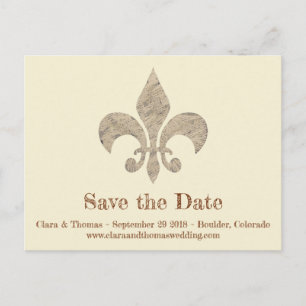 Fleur de lis Save the Date Simple Elegant Wedding Aankondigingskaart
