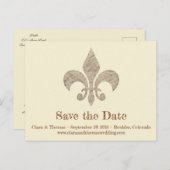 Fleur de lis Save the Date Simple Elegant Wedding Aankondigingskaart (Voorkant / Achterkant)