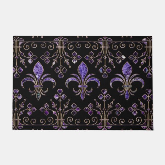 Fleur-de-lis-sierandel Amethyst-paars Deurmat (Voorkant)