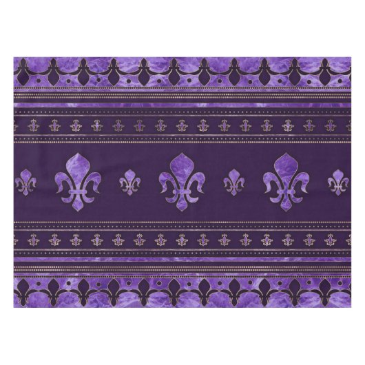 Fleur-de-lis-sierandel Amethyst-paars Tafelkleed (Voorkant (Horizontaal))