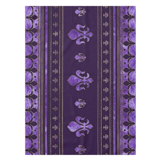 Fleur-de-lis-sierandel Amethyst-paars Tafelkleed (Voorkant)