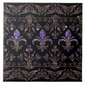 Fleur-de-lis-sierandel Amethyst-paars Tegeltje (Voorkant)